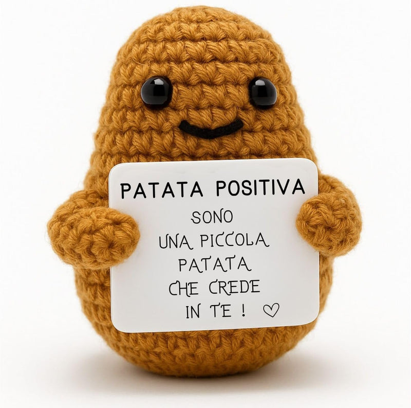 Patata Positiva – peluche all'uncinetto con messaggio positivo